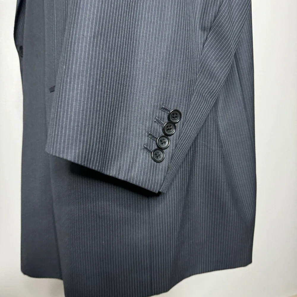 Jiwani Suit‎ Mens 60R 52x25 Charcoal Gray Pinstripe Drago Super 150s Wool Custom